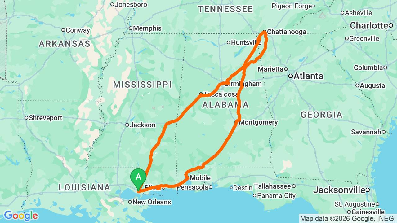 Multi-day ride across Alabama — A Motorcycle Ride by Wlandrenea